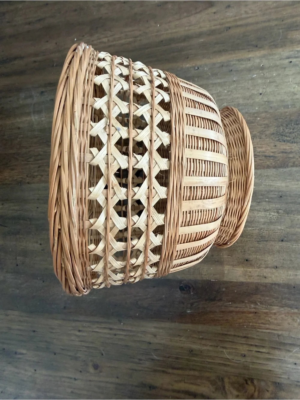 Vintage Handwoven Tan Wicker Storage Basket - Home Accents